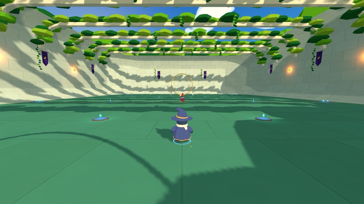 A wizard at kickoff in the Forest Court, a vast stone bowl roofed with leaves