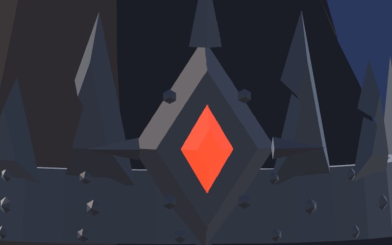 Close-up of the Crown of the Hollow Spire: an iron band of spikes around a red diamond gem